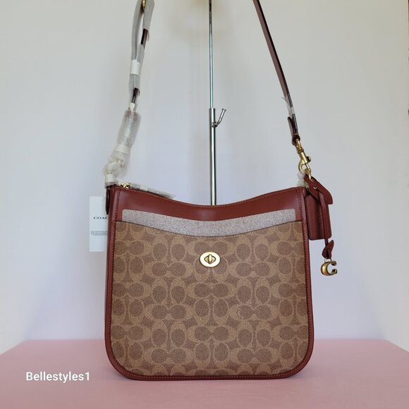 COACH Chaise Signature Canvas & Leather Crossbody Bag-Tan Rust color🎈$220. - Picture 6 of 16